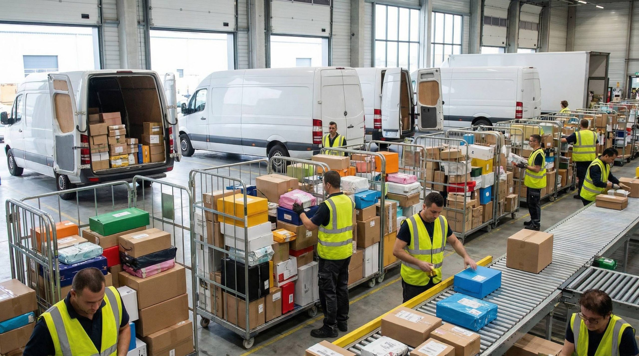 die sendung wird für die verladung ins zustellfahrzeug vorbereitet