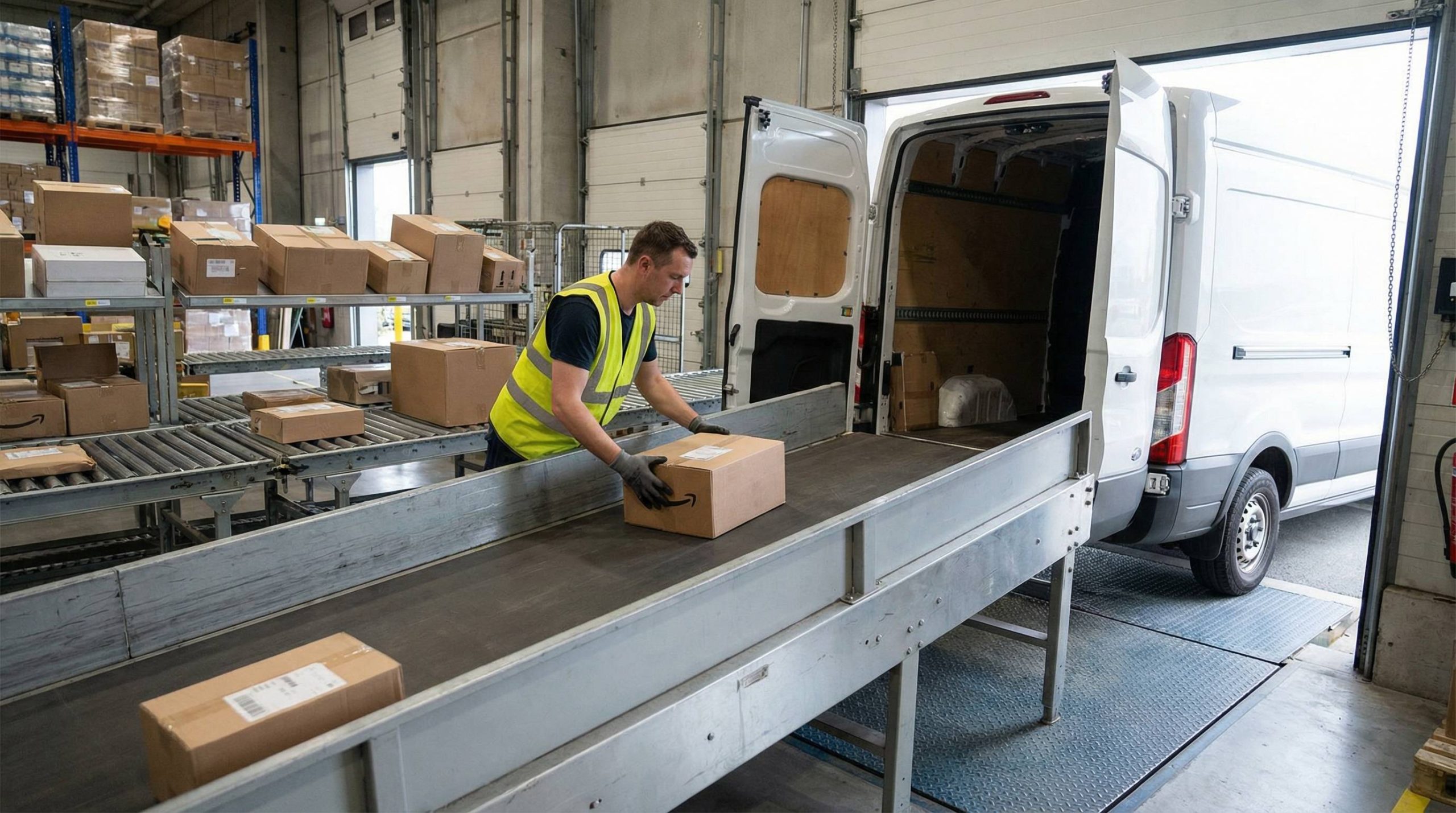 die sendung wird für die verladung ins zustellfahrzeug vorbereitet